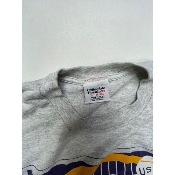 VINTAGE Tennis Conference New York 1991 Graphic T-shirt Men XL Gray NYC 90s - Picture 4 of 5